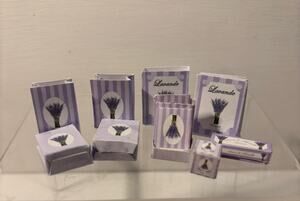 Dollhouse Miniature Lavender Gift Bags/Boxes